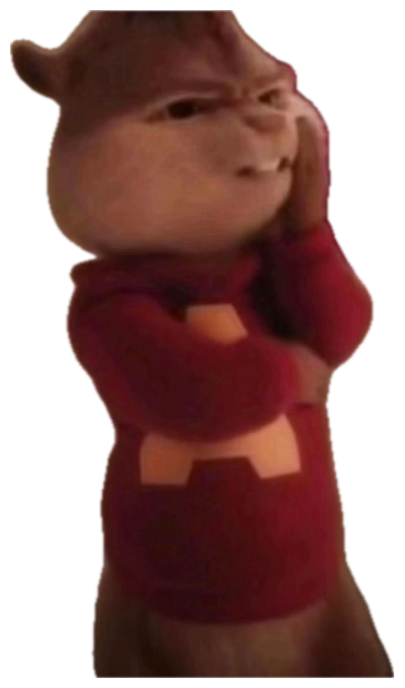 Alvin the Chipmunk in his red sweater pressing his fingertips together with a scheming face sticker