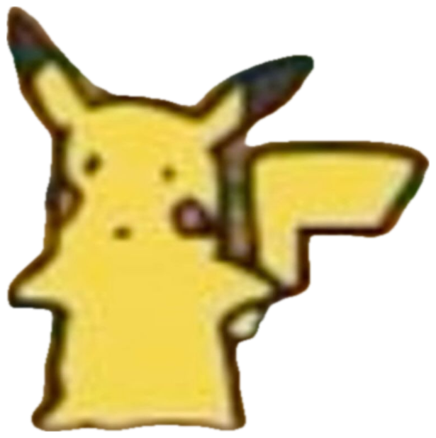 Surprised Pikachu with mouth open and blank stunned expression sticker
