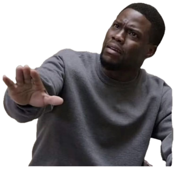 Kevin Hart reaching out with a confused, exasperated 'what do you want from me' expression sticker
