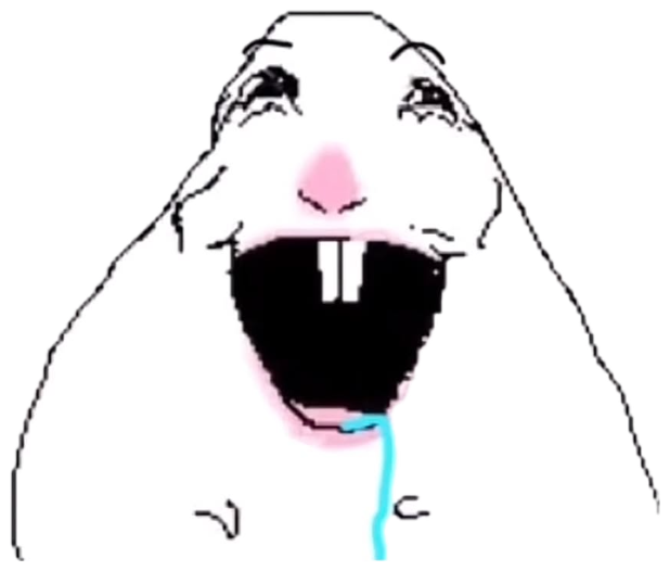Crudely drawn cartoon creature with gaping mouth and a strand of blue drool hanging out sticker
