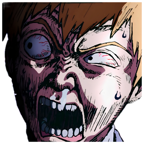Anime close-up of a sweating, bug-eyed face frozen mid-horrified yell sticker