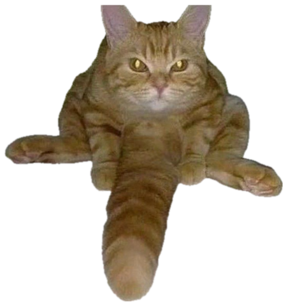 Orange tabby cat lounging with paws splayed and a narrowed judging stare sticker