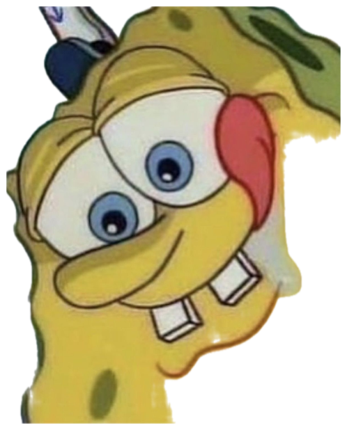 SpongeBob tilting his head with a shy, blushing, bashful smile sticker