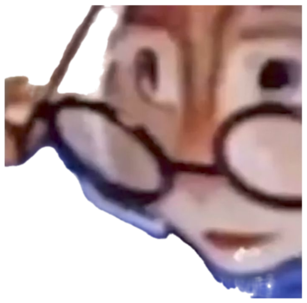 Blurry glasses-wearing cartoon face captioned 'Pardon' looking baffled sticker