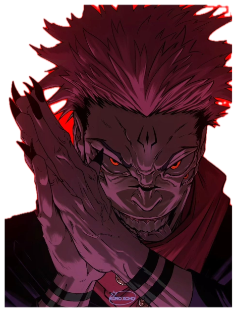 Dark anime villain with glowing red eyes and sharp teeth grinning menacingly sticker