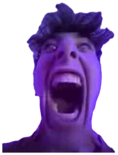 Man with wild hair screaming with his mouth wide open in purple lighting sticker