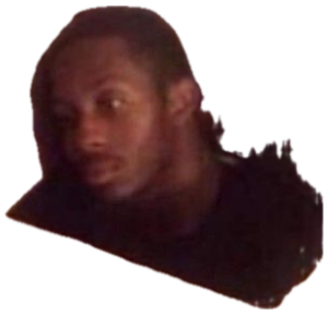 Man crouched inside a cardboard box peeking out with a caught, wide-eyed stare sticker