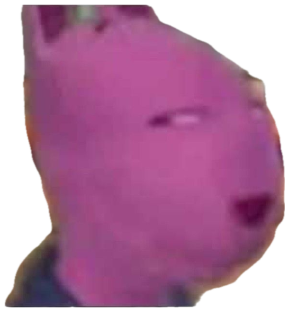 Blurry purple cartoon character with a heavy-lidded, thoroughly unbothered face sticker