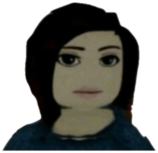 Blocky Roblox-style avatar with a low-res human face staring blankly sticker