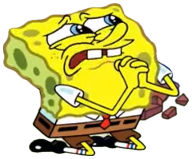 SpongeBob looking absolutely furious and tense, glowing yellow with a shovel in hand sticker