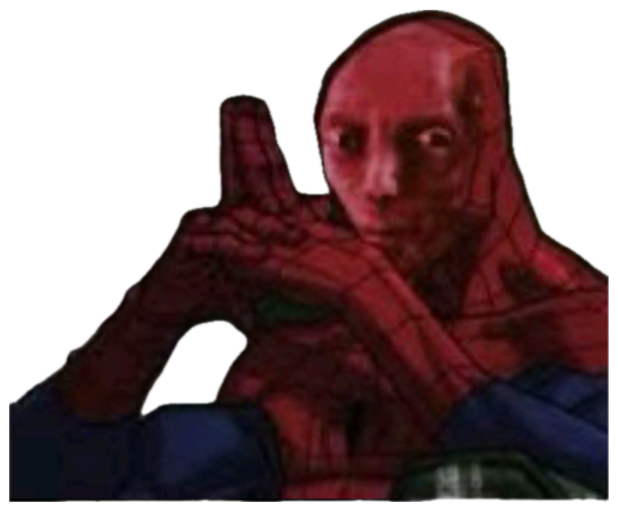 Cartoon Spider-Man cowering with hands up, staring wide-eyed and terrified sticker