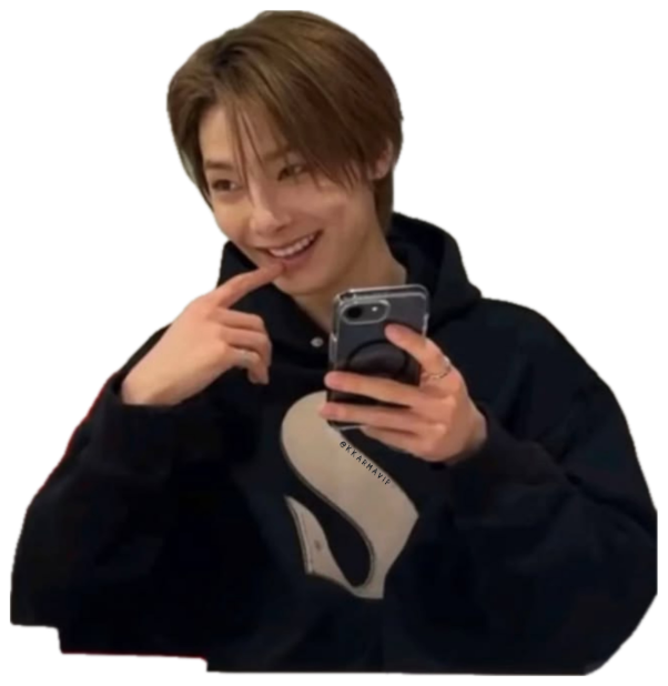 Young man taking a mirror selfie smiling mischievously, captioned 'OH NO THAT WAS ME WHAT A MESS HUH' sticker