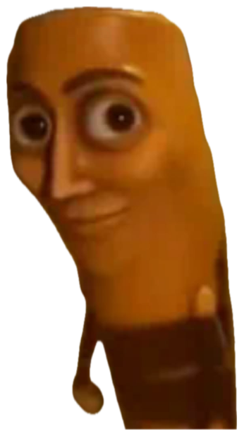 Weird animated pharaoh or museum figure staring with unsettling wide eyes and a grin sticker