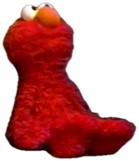 Elmo slumped alone on a stone stoop looking dejected sticker