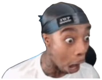 Guy in a durag leaning back in a gaming chair, eyes popped and jaw dropped sticker