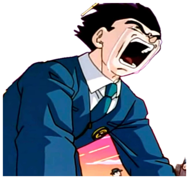 Anime schoolboy in a blue uniform wailing at the sky with his mouth wide open sticker