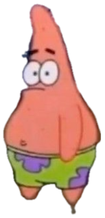 Wide-eyed Patrick Star standing awkwardly, captioned 'CAN YOU PLEASE UNSEND THAT' sticker