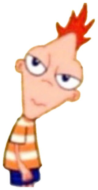 Cartoon boy with red spiky hair giving a droopy-eyed unimpressed look sticker