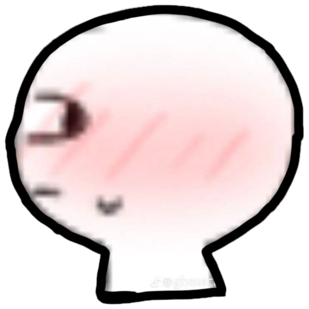 Chibi cartoon figure with rosy blushing cheeks, face turned away in embarrassment sticker