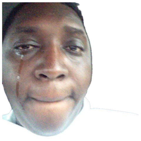 Man in a car with a single tear streaming down, trying to hold it together sticker