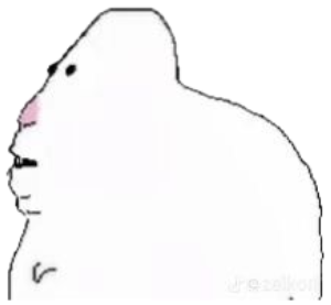 White doodle blob in profile with its chin lifted, thoroughly unbothered sticker