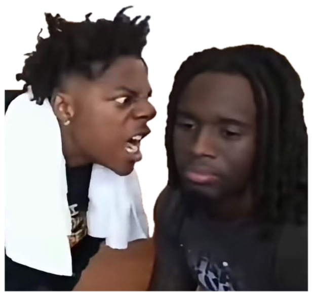Two guys where one is yelling right in the other's face while he stays completely unbothered sticker