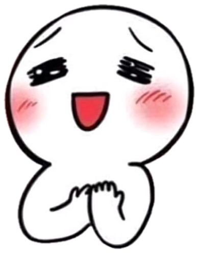Cute chibi cartoon character blushing hard with big smile and hands clasped sticker