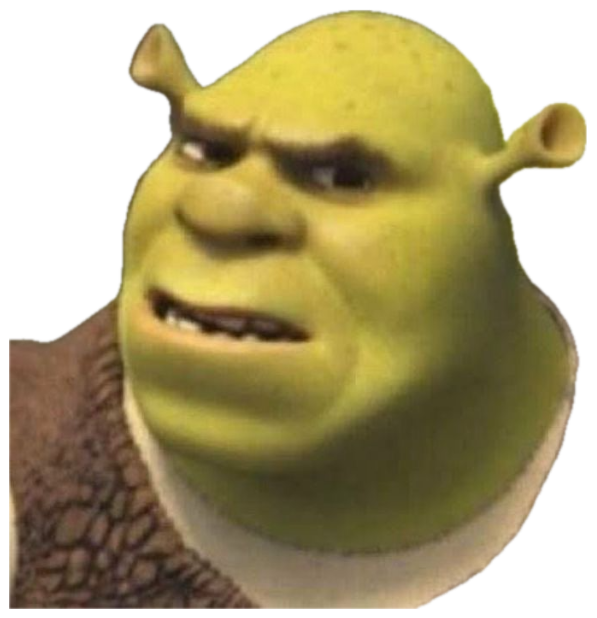 Shrek giving a narrowed side-eye glare with a barely-open mouth, deeply unimpressed sticker