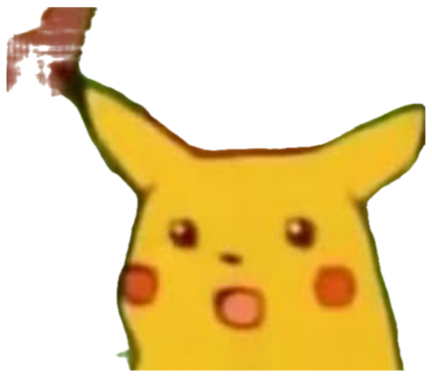 Surprised Pikachu with wide eyes and a small open mouth in shock sticker