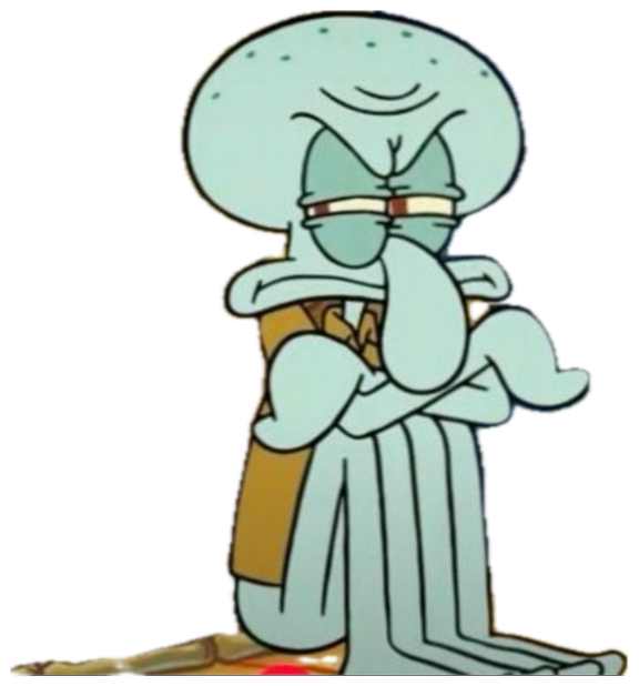 Squidward sitting hunched over with arms crossed, looking deeply done with everything sticker