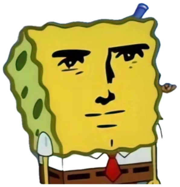 SpongeBob with the sharp realistic face staring you down, totally unbothered sticker