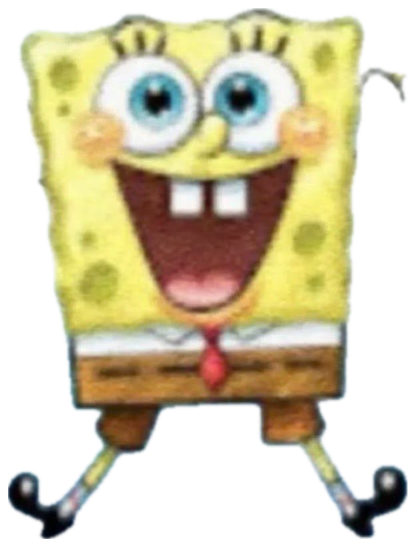 SpongeBob arms spread wide with a huge grin — captioned 'IM IN PAIN' sticker