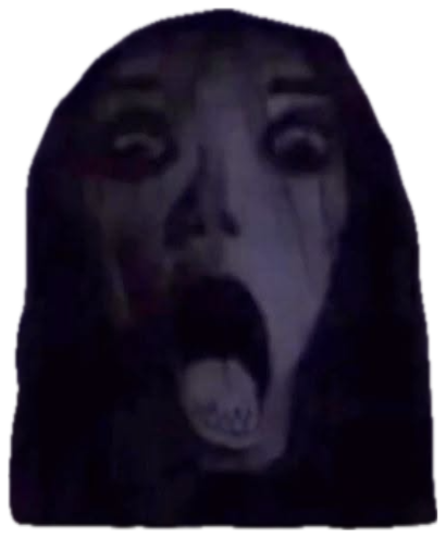 Dark, ghostly wide-mouthed face captioned 'FLABERGASTED' sticker