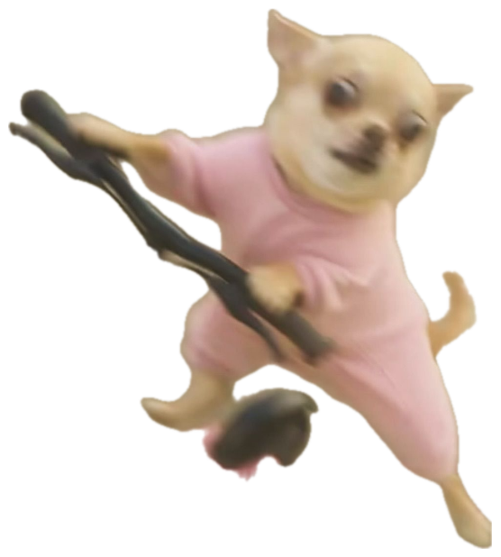 Blurry chihuahua in a pink onesie speeding off on a kick scooter sticker