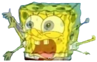 Grainy SpongeBob flailing his arms with a wide panicked open mouth sticker