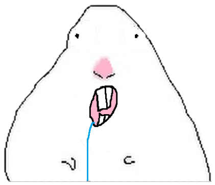 Chubby cartoon blob creature with its mouth wide open and blue drool falling sticker