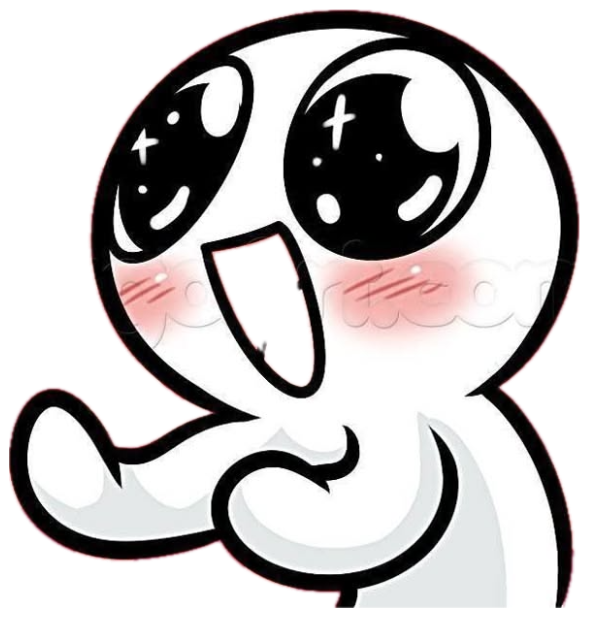 Chibi cartoon character blushing with sparkly eyes and open mouth, bursting with excitement sticker