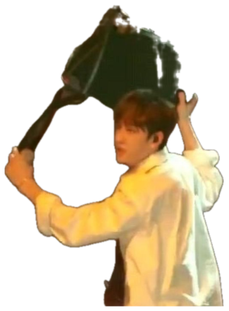 Young man on stage dramatically hoisting a chair over his head sticker
