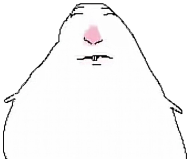 Minimal white blob doodle with a pink nose and absolutely no expression sticker