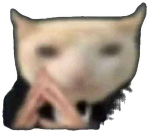 Blurry white cat pressing its paws together against a dark background in a scheming pose sticker