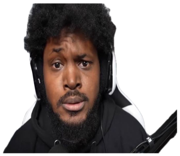 Man in a gaming headset staring flatly at the camera captioned 'i saw what you deleted' sticker