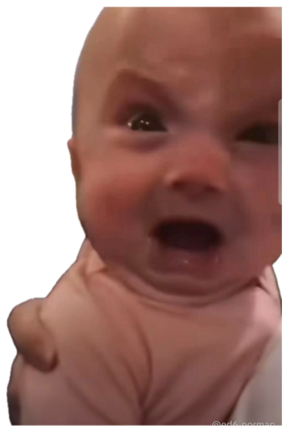 Red-faced baby absolutely losing it while being held up, deeply upset about something sticker