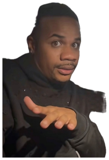 Guy in a car at night turning around with an open palm, like 'what was that' sticker