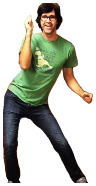 Guy in a green tee doing an enthusiastic finger-snap dance move sticker