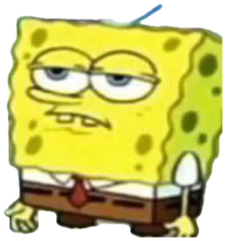 SpongeBob with droopy half-lidded eyes looking completely over it sticker