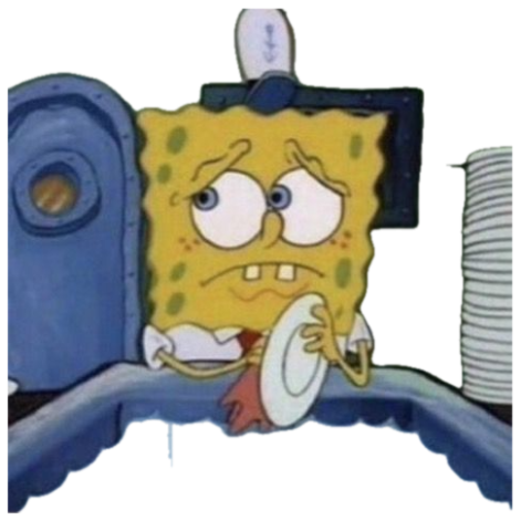 SpongeBob glazed over at the dishwashing sink, completely dead inside sticker