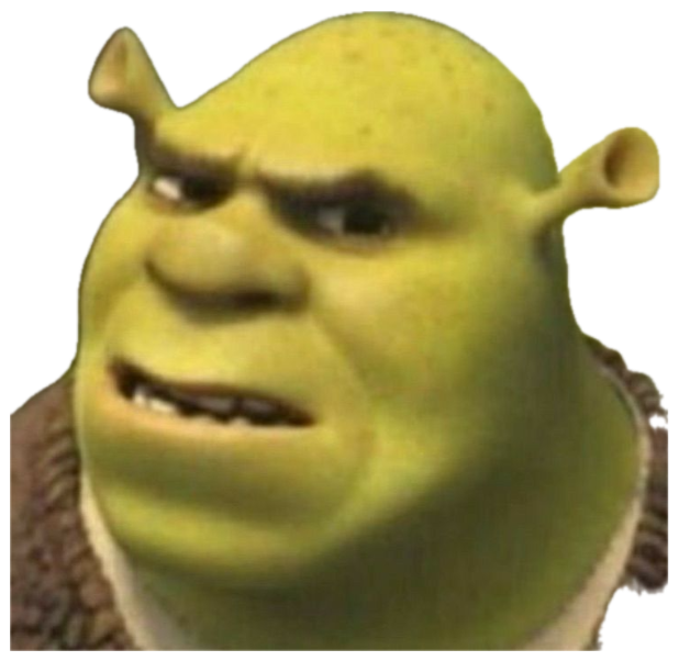 Close-up of Shrek raising an eyebrow with a skeptical, judging look sticker