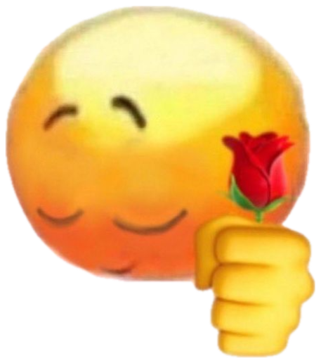 Blushing emoji holding a rose with 'is for you' below — sending wholesome love sticker