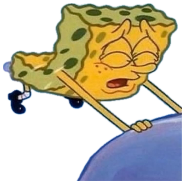 Melting SpongeBob lounging with closed eyes as a hand tosses water nearby sticker