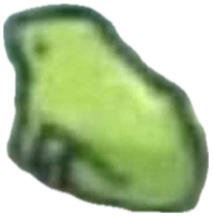Blurry green frog sticker sitting on a rock captioned 'Po ke' sticker